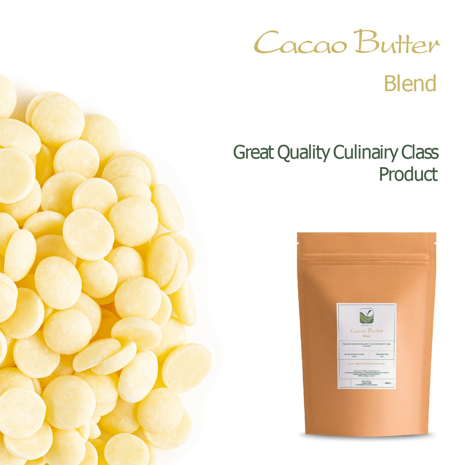 Cocoa Butter Food Grade Organic - cacaobutter chips raw for baking 100g